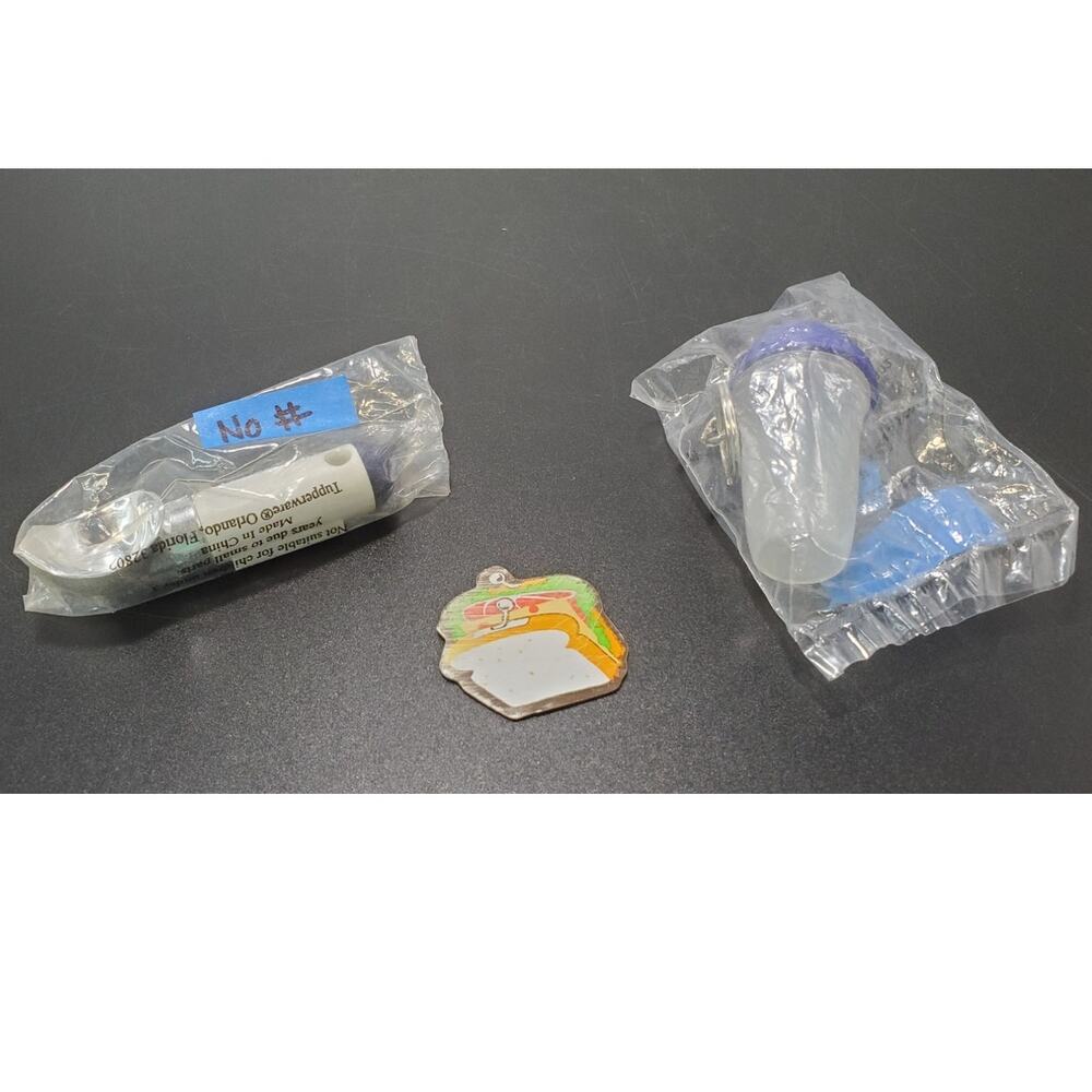 Refrigerator Magnets (2) & Quick Shake Key Chain VTG Tupperware SEALED